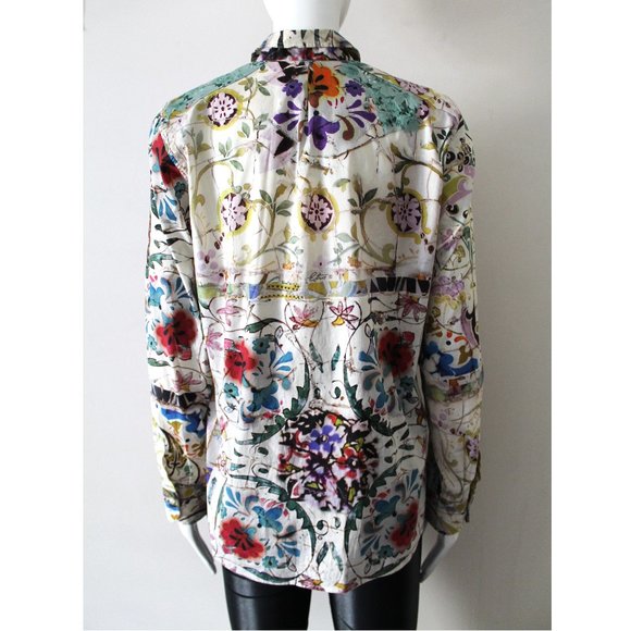 ETRO Floral Print Long Sleeve Button-Up Dress Blouse / Size 50 / US 14 / XL - Picture 3 of 9